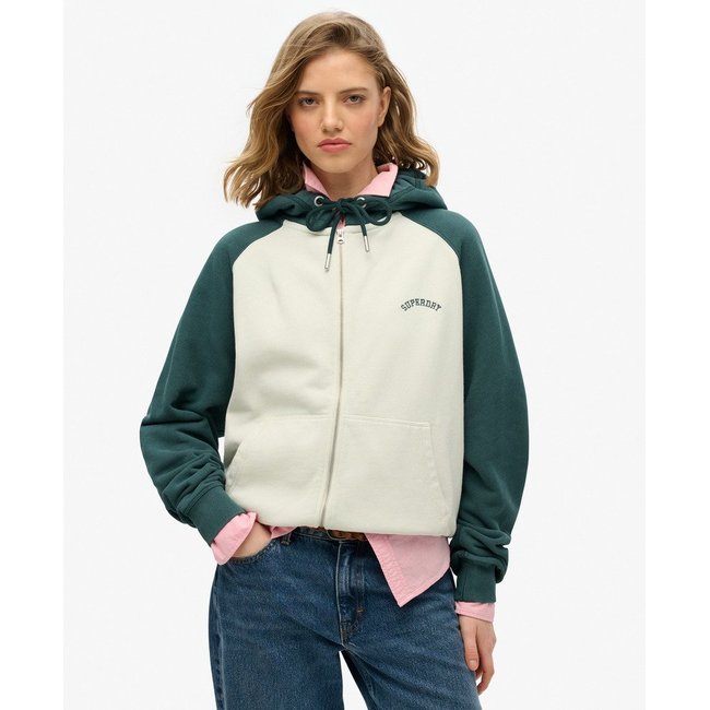 Sweat à capuche zippé à manches raglan et logo Essential - SUPERDRY