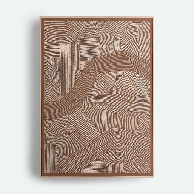 Tableau imprimé en 3D, largeur 85 x hauteur 120 cm, DUNA Couleur camel <span itemprop=