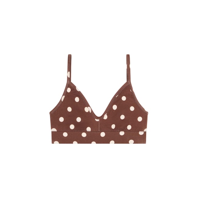 Brassière coton imprimé pois marron marron à pois <span itemprop=