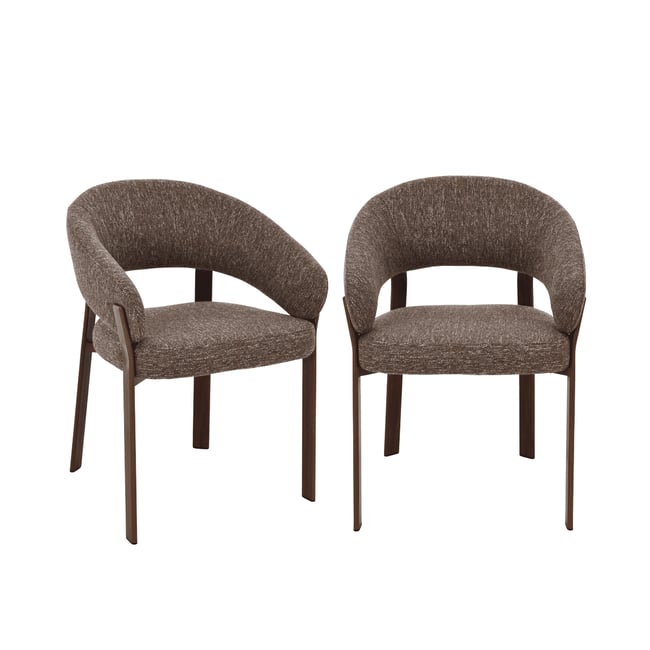Lot de 2 chaises pieds métal effet noyer - LARA Couleur marron <span itemprop=