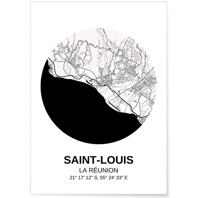 Affiche Carte Saint-Louis Couleur blanc <span itemprop=