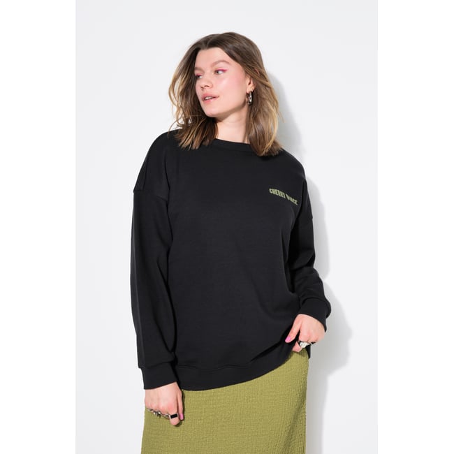 Sweat-shirt oversize, imprimé cerises noir <span itemprop=