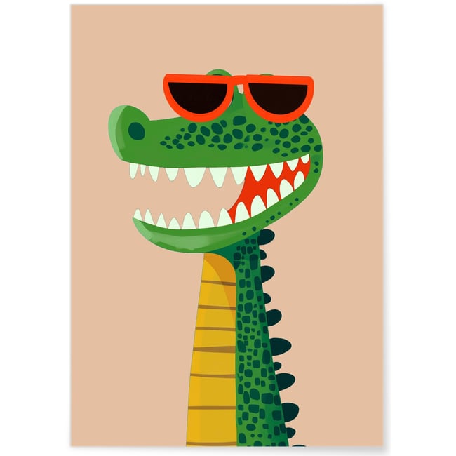 Affiche Crocodile à lunettes Couleur blanc <span itemprop=