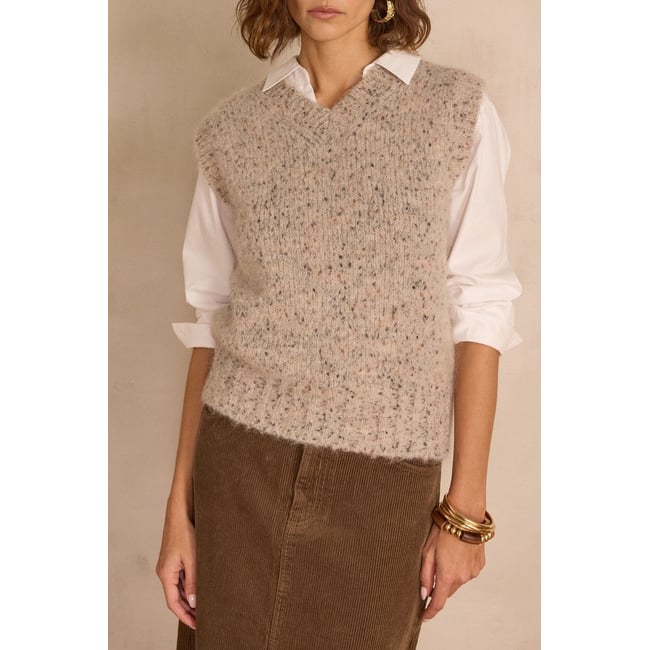 Pull sans manches BERNICE en alpaga gris <span itemprop=