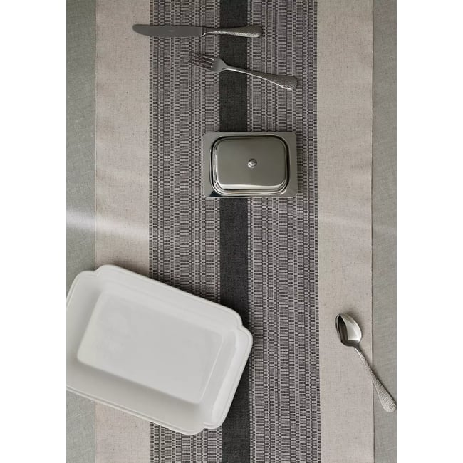 Chemin de table en coton et lin 50 x 160 cm écru <span itemprop=