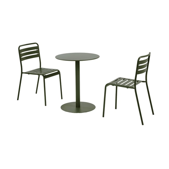 Table de jardin bistrot ronde acier + 2 assises OREA + AMÉLIA - SWEEEK