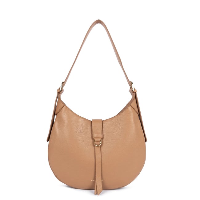 Sac besace zippé en cuir, DUNE GAIA camel <span itemprop=