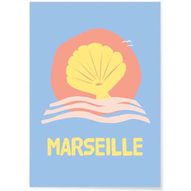 Affiche ville Minimaliste Marseille Couleur blanc <span itemprop=