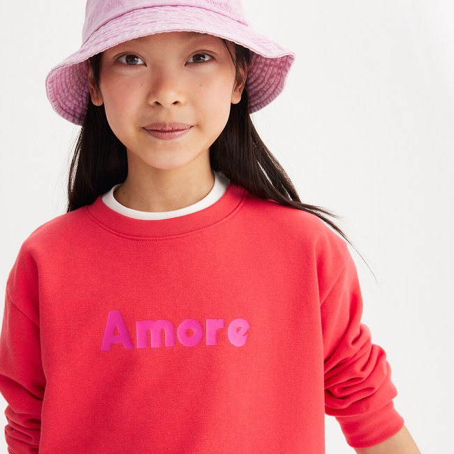 Felpa girocollo, testo Amore corallo LA REDOUTE COLLECTIONS