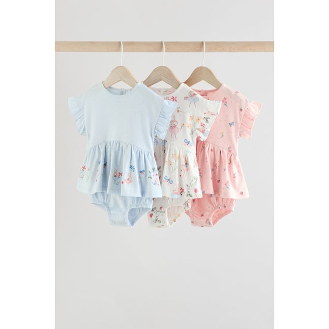 Barboteuse bébé effet jupe, lot de 3 rose <span itemprop=