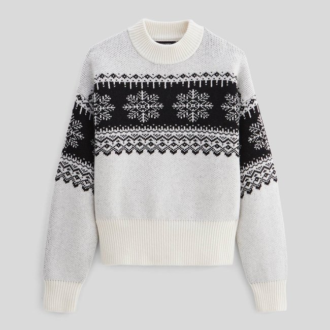 Pull jacquard fantaisie en laine - MONOPRIX