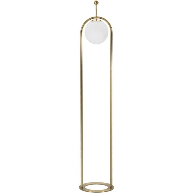 Lampadaire arc en fer globe en verre GLAM Couleur doré et blanc <span itemprop=