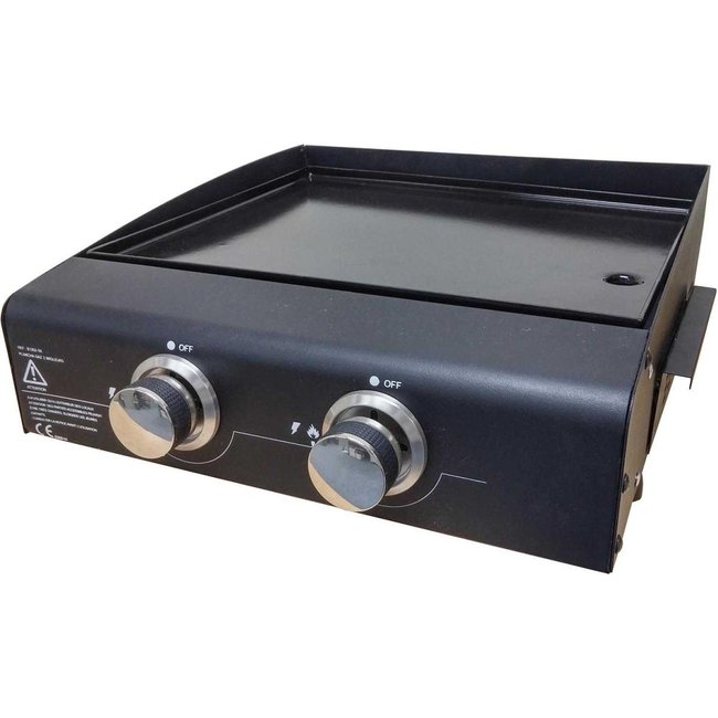 Plancha au gaz en acier émaillé Pedro 2 brûleurs black <span itemprop=