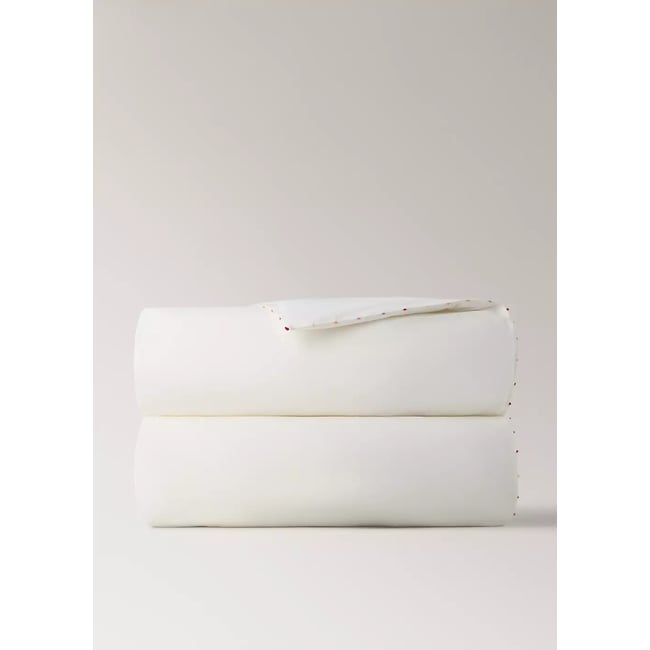 Housse de couette berceau 100 % coton brodée blanc cassé <span itemprop=