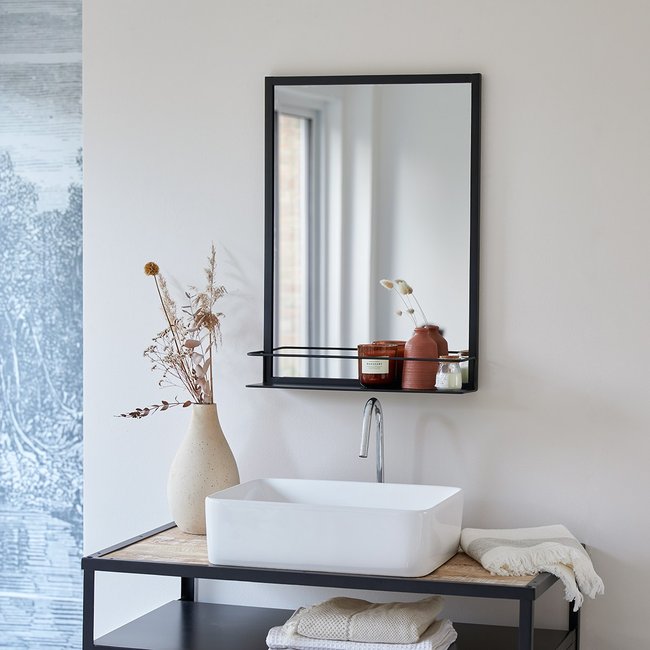 Miroir en métal 70x50 cm LISON Couleur noir <span itemprop=
