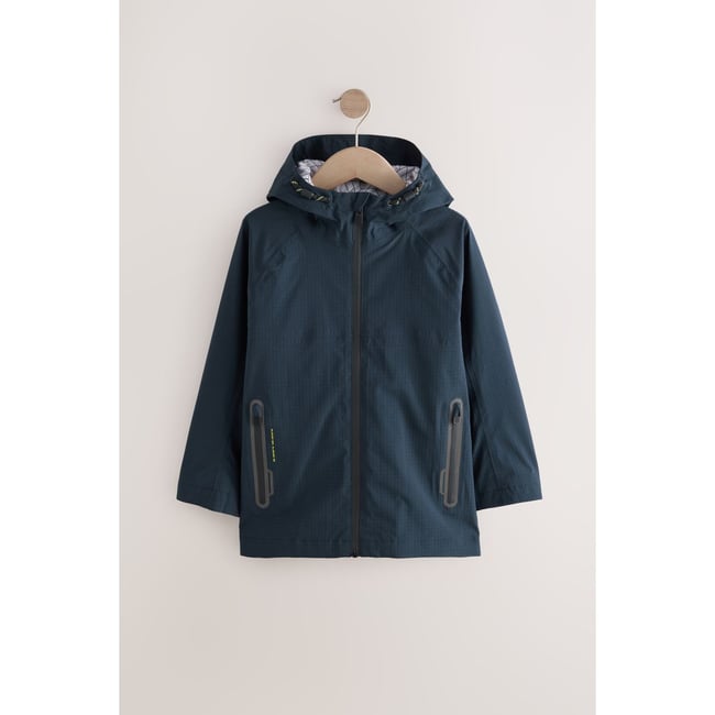 Anorak à capuche imperméable en mesh doublé bleu marine <span itemprop=