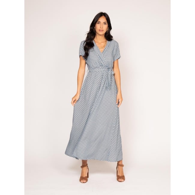 Robe Longue Cache Coeur Motifs Icare bleu ciel <span itemprop=