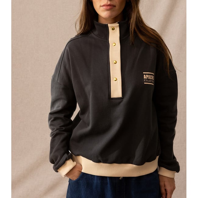 Sweat com gola subida com fecho, LUZY - APACHES COLLECTIONS