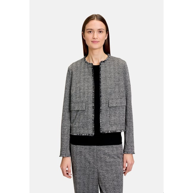 Veste en jersey à franges noir/gris <span itemprop=