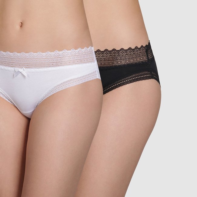 2er-Pack Slips Sexy Fashion schwarz/weiss <span itemprop=
