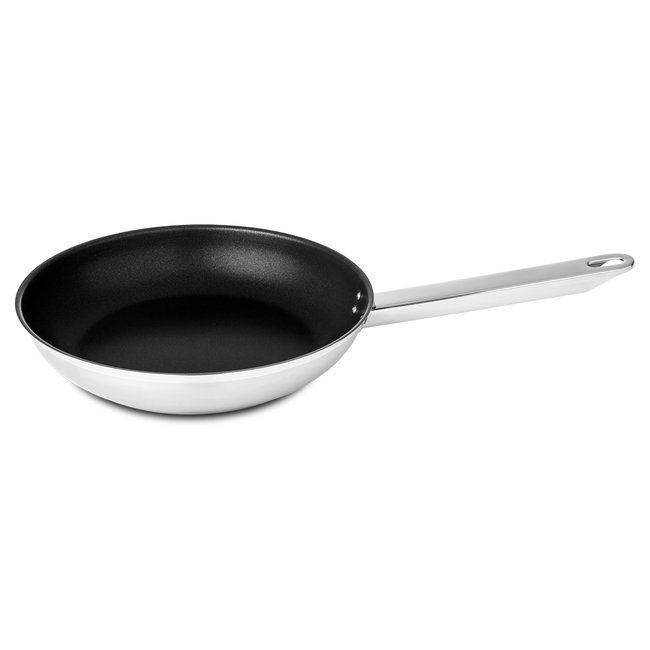Poêle conique antiadhérente 24 cm inox revêtu  -ATLANTICO argent <span itemprop=