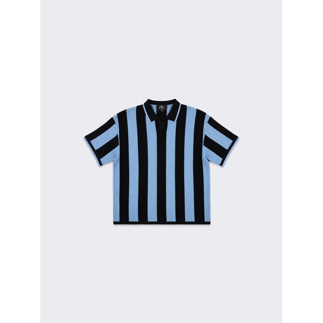 Polo en maille motif rayé bicolore noir <span itemprop=