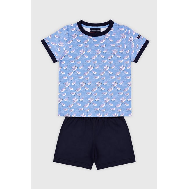 Coton Pyjashort oiseaux pour enfant imprimé oiseaux <span itemprop=