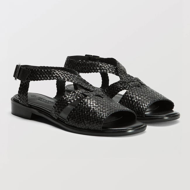 Sandales tressées en cuir - MONOPRIX