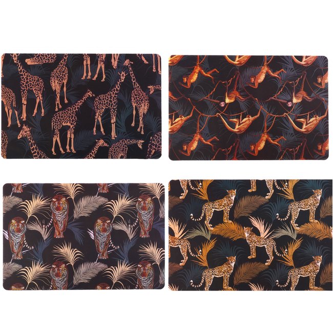 Set de Table Vinyle Motif Jungle - Set de 12 multicolore <span itemprop=