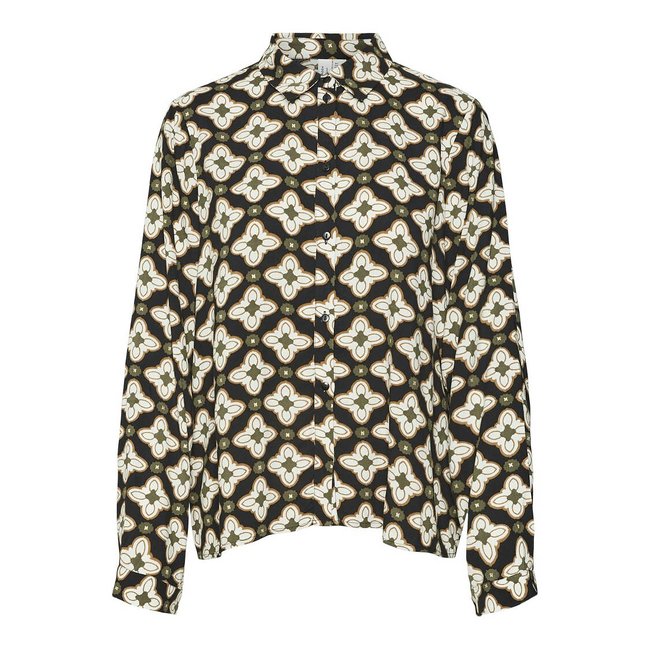 Printed Draping Blouse, black/ecru, VERO MODA