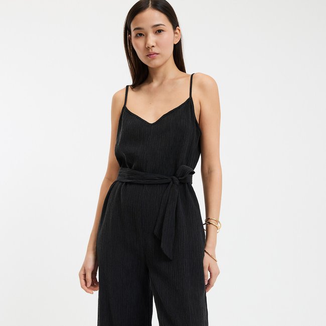 Tuta pantalone con scollo a V e spalline sottili nero LA REDOUTE COLLECTIONS
