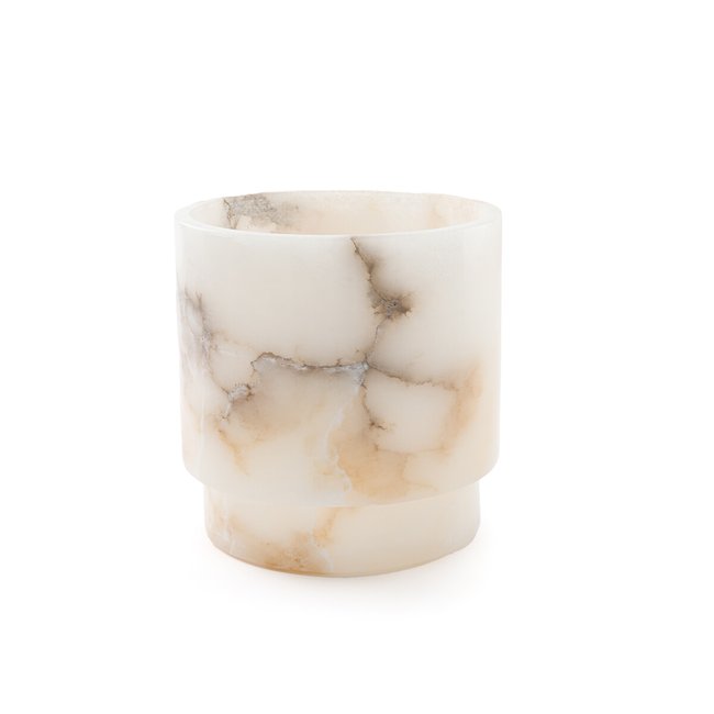 Jarrón de alabastro para velas, Albasti blanco <span itemprop=