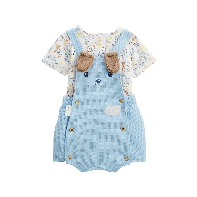 Ensemble salopette bébé et t-shirt Zeste d'amour bleu <span itemprop=