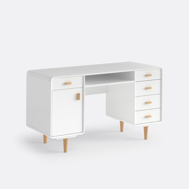 Bureau double caisson JIMI Couleur blanc <span itemprop=