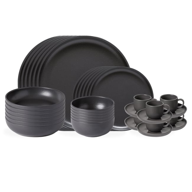 Set Table 30 Pièces avec Tasse et Soucoupe à Café Pacifica by Casafina Couleur dark grey <span itemprop=