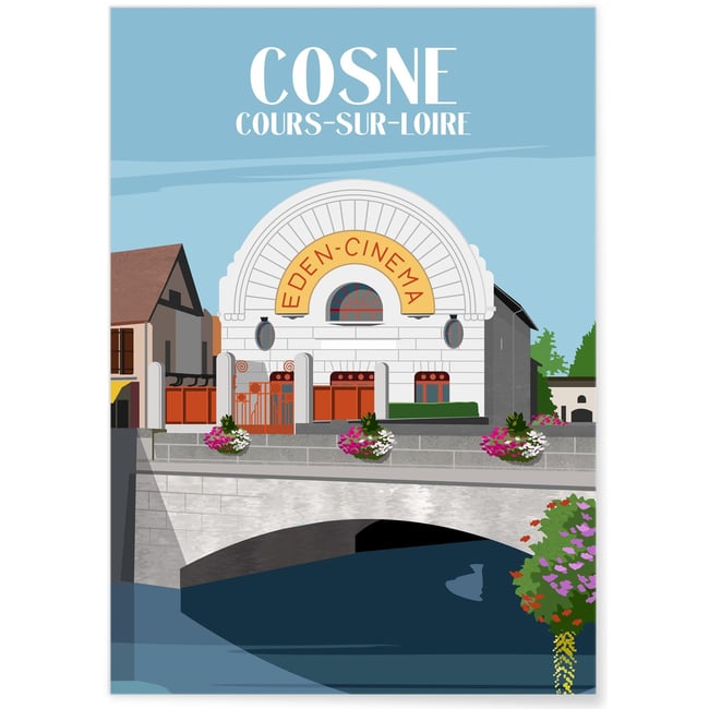 Affiche ville Cosne-Cours-sur-Loire Couleur blanc <span itemprop=