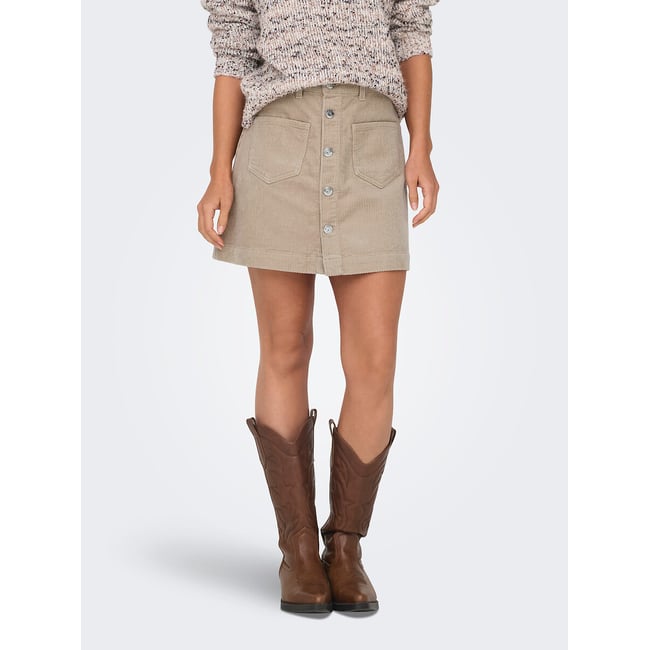 Jupe en velours, taille haute nude <span itemprop=