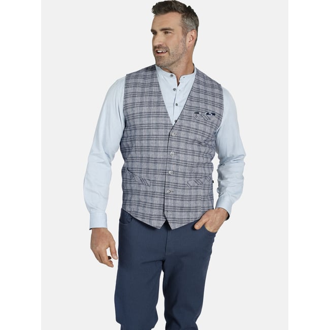 Gilet DUKE NIVEN bleu à carreaux <span itemprop=