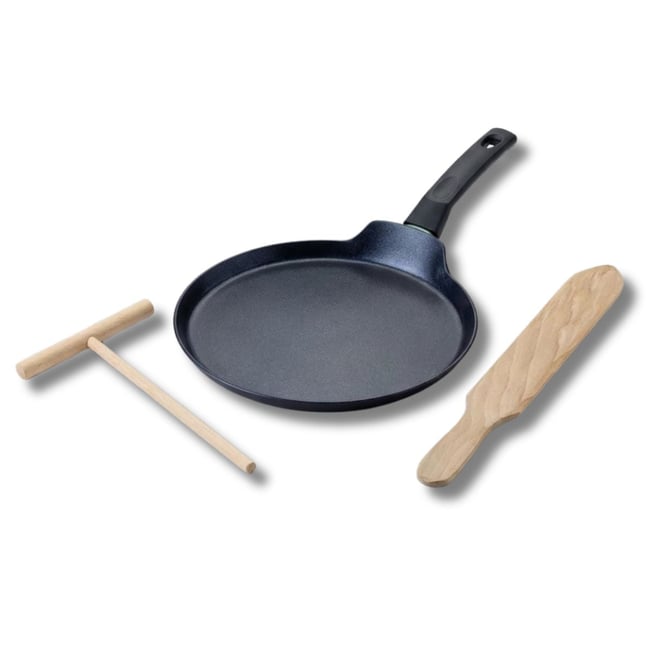 Set chandeleur avec crêpière 26 cm et 2 ustensiles BRANDAO noir <span itemprop=