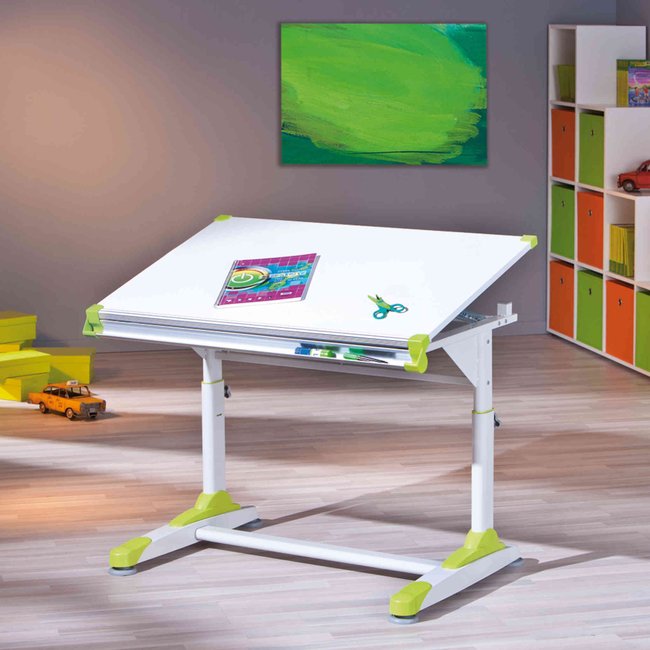 Bureau à plan inclinable en bois Couleur blanc <span itemprop=