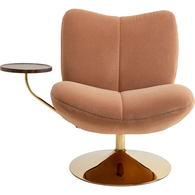 Fauteuil pivotant avec tablette, PIGALLE Couleur marron <span itemprop=