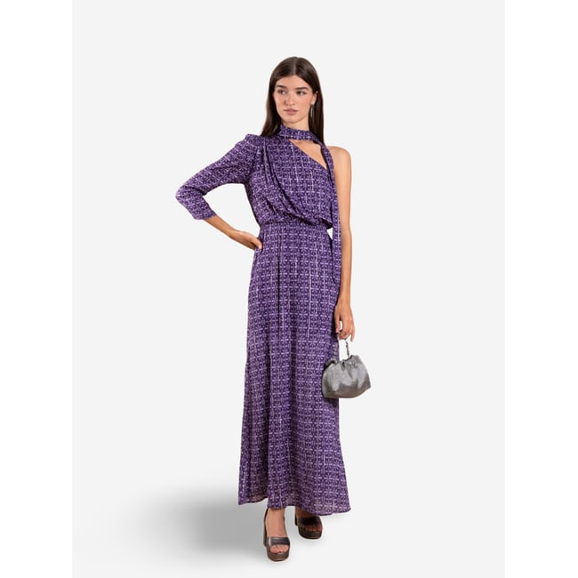 Robe longue à manches asymétriques violet <span itemprop=