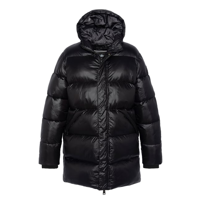 Doudoune longue à capuche noir <span itemprop=