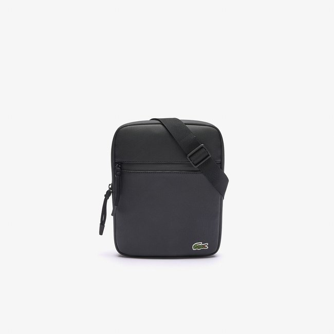 LCST Flat Crossbody Bag, black, LACOSTE