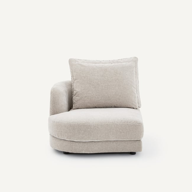Demi-canapé gauche, modulable en velours chenille, TIBERIO  Couleur gris clair <span itemprop=
