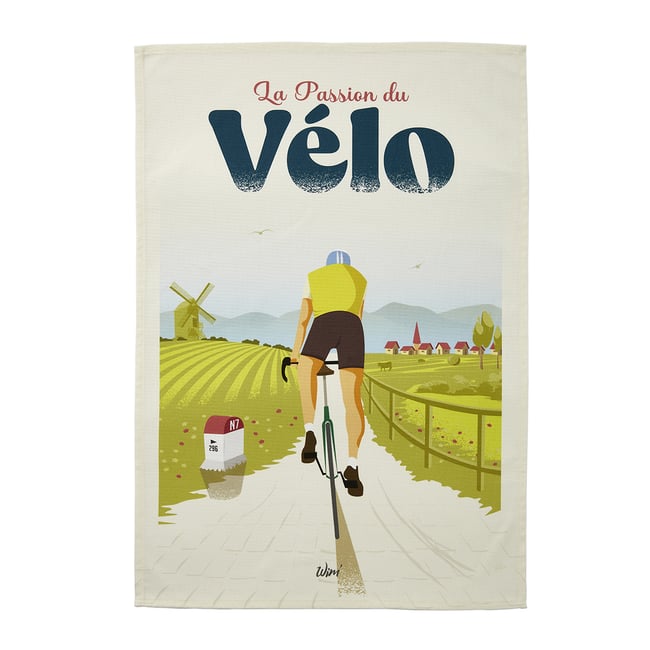Torchon imprimé en coton, WIM' PASSION VÉLO mulitcolore <span itemprop=
