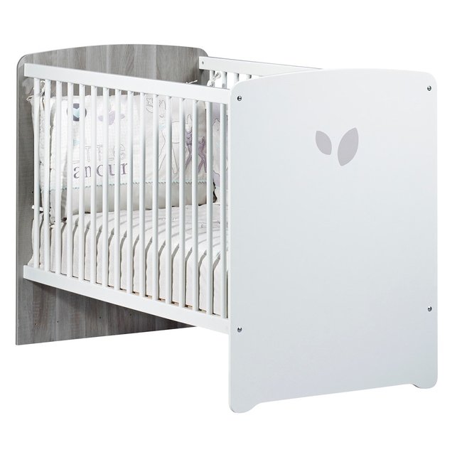 Lit bébé sérigraphié en bois Couleur gris <span itemprop=