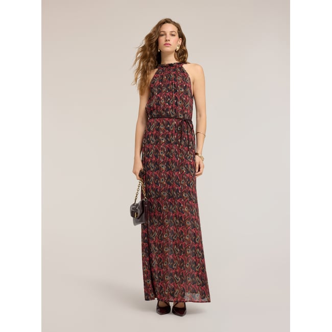 Robe longue imprimée rouge <span itemprop=
