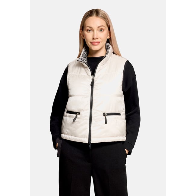 Veste sans manches matelassée à fermeture zippée silky beige <span itemprop=
