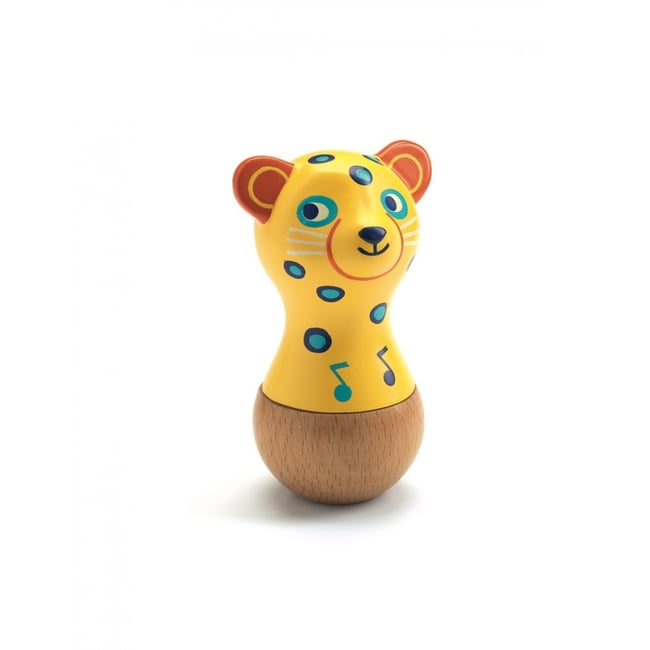 Maraca Jaguar enfant Animambo jaune <span itemprop=